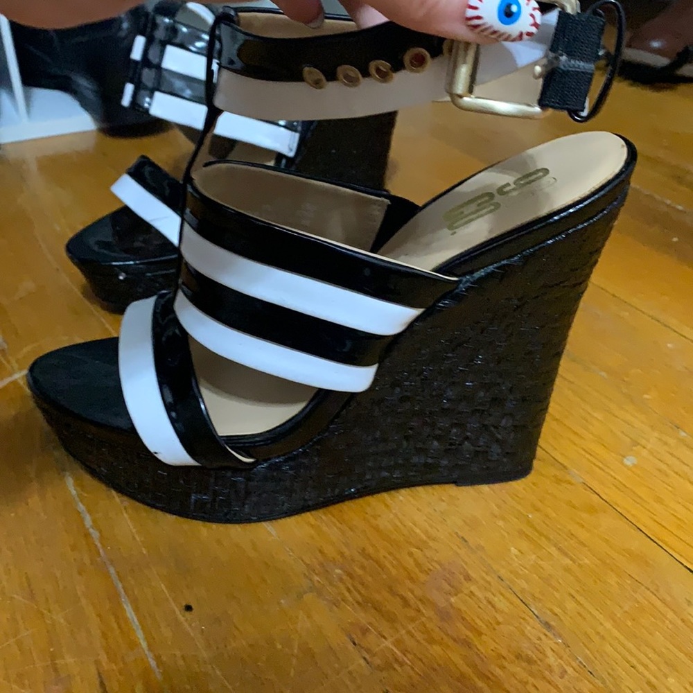 Call it Spring color block platform wedge sandals